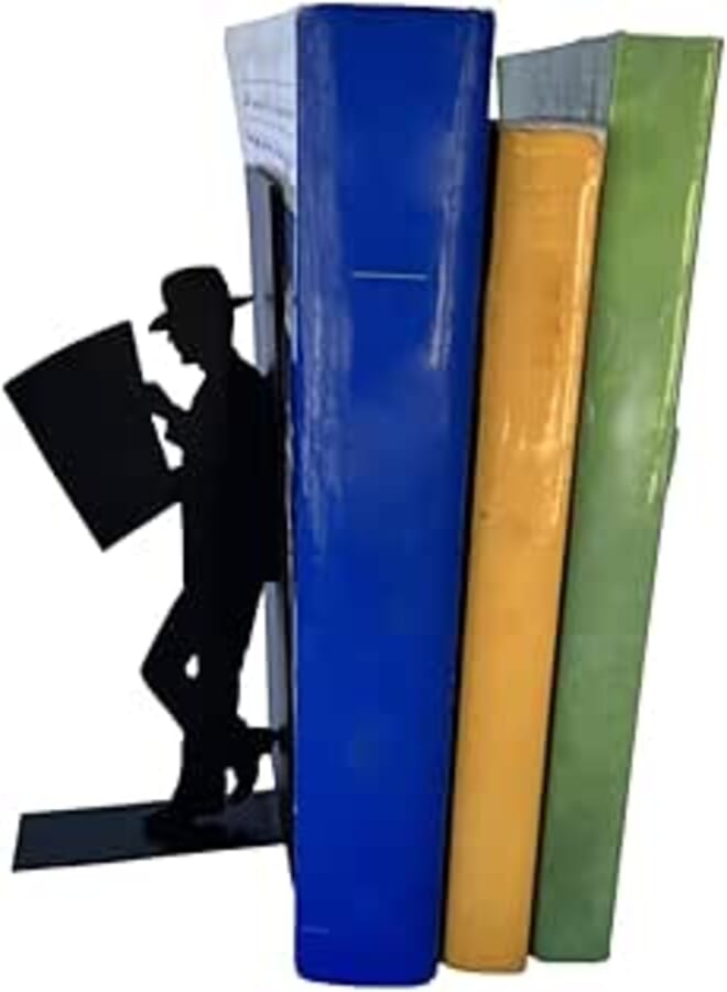 Metal man reading newspaper Bookend – Stylish Decorative Book Holder